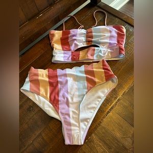 NEW, NEVER WORN SHEIN Retro Striped Bikini
